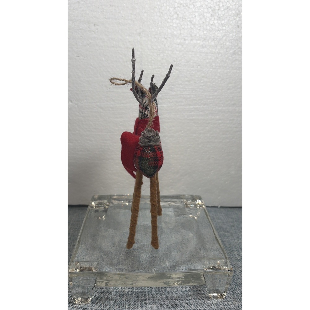 Pottery Barn Plaid Reindeer & Felt Animal Christmas Ornaments Lot of 3 Pre-Owned - Picture 16 of 17